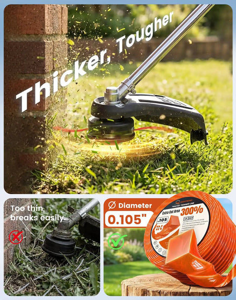 Heavy Duty 0.105 Inch Weed Eater String 500 Ft Twisted Square Trimmer Line Universal Commercial Grade Replacement For Cordless And Gas String Trimmers 110 Lb Tensile Strength on trimmer