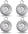 Flat disc fishing sinkers for saltwater surf fishing and bottom drifting coin shaped sinker weights that stay put, 1oz, stainless eyelets