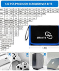 All In One Precision Screwdriver Set With 120 Magnetic Bits And 22 Accessories For Electronics Repair shown with storage case.
