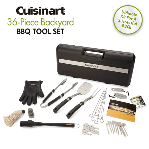 36 Piece Grill Tool Set With Spatula Fork Tongs Basting Brush Replacement Brush Heads Heat Resistant Glove Skewers BBQ Kit