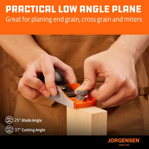 Person using No 60-1/2 6-1/4 Inch Wood Planer Hand Planer For Woodworking Low Angle Block Plane on wooden board for precise planing.