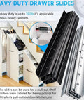 Heavy Duty Bottom Mounted Drawer Slides With Full Extension And Silent Smooth Operation For Cabinets And Furniture, rust-resistant steel set
