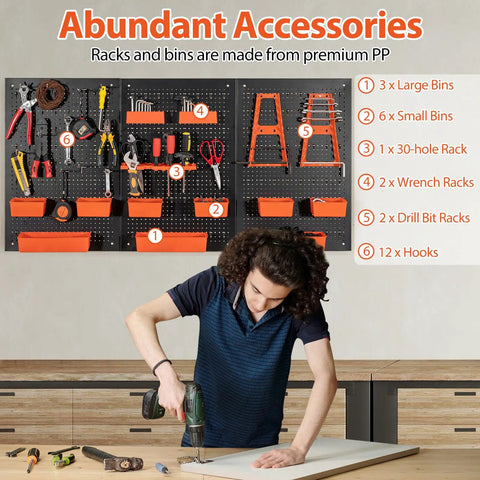 4 Ft Metal Pegboard Tool Organizer With Heavy Duty Hooks And Bins For Garage And Workbench This Solid Peg Board Kit Upgrades Your Shop Game Keeps All Gear Tight And Ready To Roll Perfect For Hard Working Crews Who Need Reliable Storage Solutions Daily