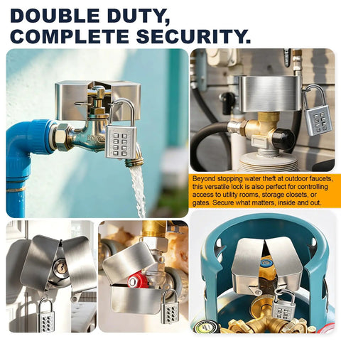 Heavy Duty Outdoor Faucet Lock For 1 To 2.95 Inch Valve Handles, Stainless Steel Water Spigot Lock To Stop Tampering And Wasting Water, Built Tough No Nonsense Security You Can Count On, stainless steel faucet cover with padlock