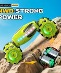 gesture control RC stunt car climbing a rocky terrain