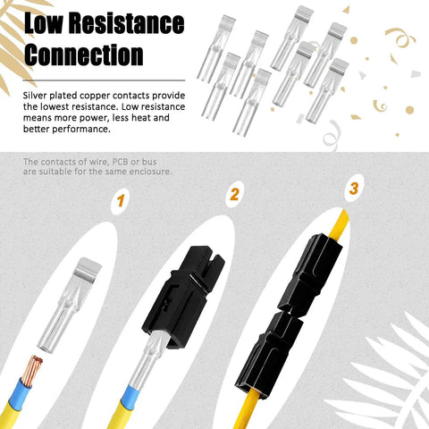 Beefed Up Ratcheting Wire Crimping Kit With 15 30 45 Amp Power Connectors Set And Quick Disconnect Battery Terminals showcases low resistance connection with silver plated copper contacts.