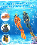 Set Of 2 Cool Realistic Scuba Diver Figures For Your Fish Tank, PVC Aquarium Decor Ornaments, shown with underwater background