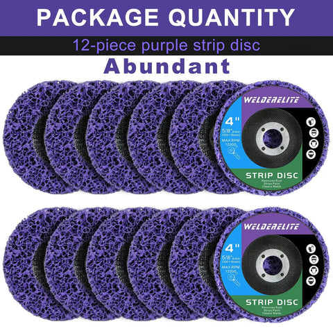 4 Inch Paint Stripping Discs 12 Pack, Purple Angle Grinder Wheels, silicon carbide mesh pads for paint rust removal.