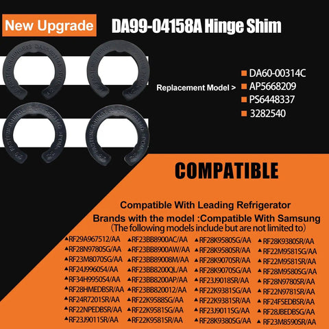 Refrigerator Door Hinge Shim Height Adjustment Kit Four Thicknesses Replacement Parts Set For Samsung models listed