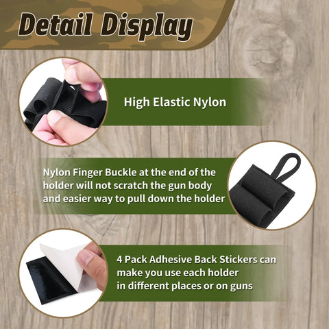 Detail of 4 Packs 7 Rounds 12 And 20 Gauge Tactical Shotgun Shell Holder Carrier With Adhesive Side Saddle Nylon Pouch