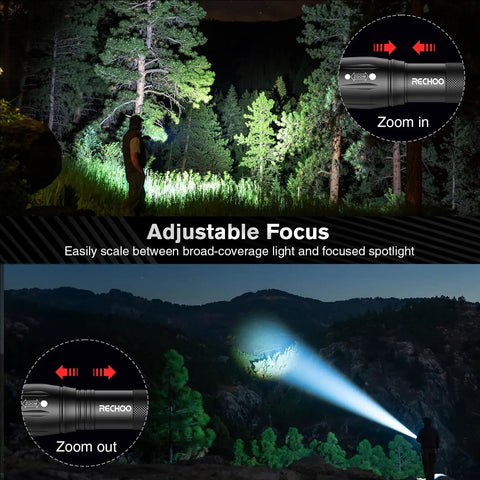 Man using Six Pack LED Flashlights With High Lumens Pocket Size Three Modes Battery Powered Adjustable Focus Waterproof outdoors