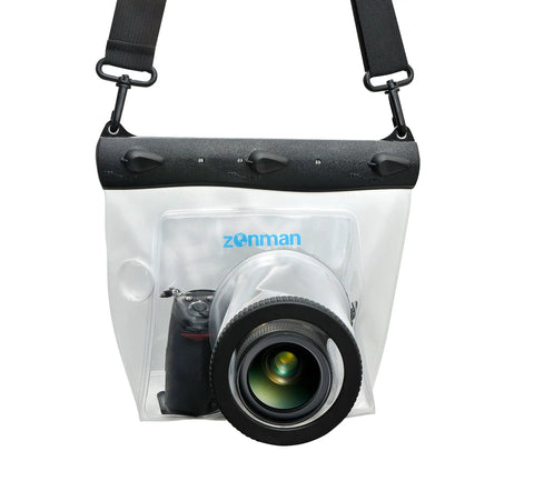 Universal Waterproof DSLR Underwater Housing Case Pouch Bag For Canon Nikon Sony Pentax Cameras Fits Lenses Up To 13 Cm 5.12 Inches Transparent Clear Protective Housing For Depth Sealed Outdoor Shooting
