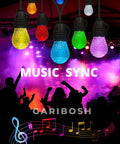 49ft Outdoor Patio String Lights With LED Bulbs Waterproof Hanging Lights For Outside White Color App Control Makes Your Backyard Vibes Lit Up showcasing color options with music sync.