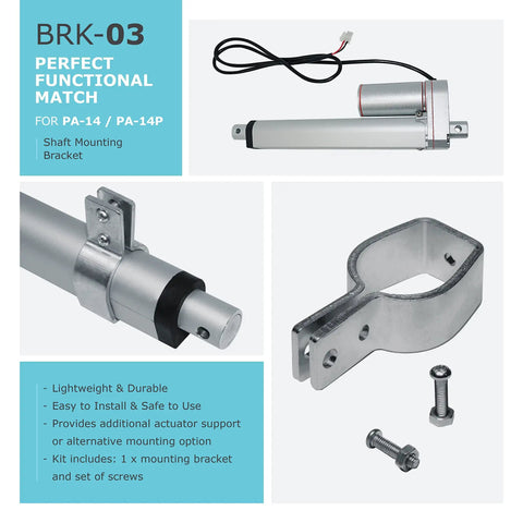 12V Mini Linear Electric Actuator with 1 Inch Stroke and 50 Lbs Force, ultra compact shaft mounting bracket and screws for tight spaces