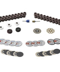 70-Piece Do-It-All Rotary Tool Accessory Set With Storage Kit Featuring EZ Lock And EZ Drum for various cutting and sanding tasks.