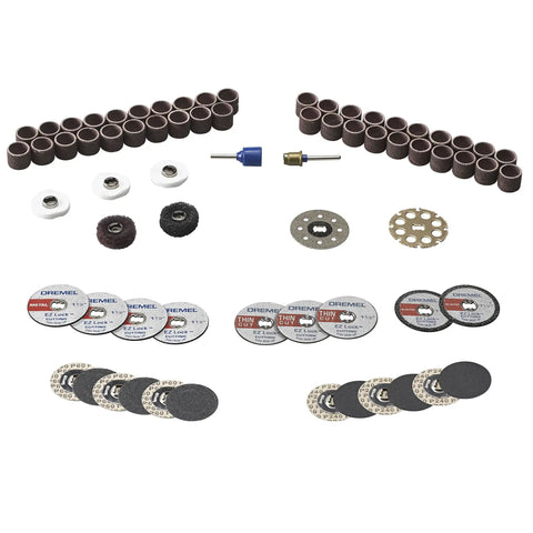 70-Piece Do-It-All Rotary Tool Accessory Set With Storage Kit Featuring EZ Lock And EZ Drum for various cutting and sanding tasks.