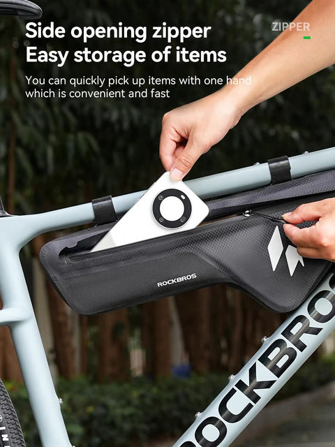 Waterproof Bike Frame Bag With Seamless One Piece Construction Front Bag With Four Sided PP Reinforcement for easy access