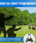 Beefy Heavy Duty 2x4 Target Stand Brackets For AR500 Targets shown in outdoor setup with adjustable A-frame base and steel construction.