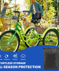 Heavy Duty Outdoor Trike Cover For Adult Three Wheel Bikes 75L 30W 44H 420D on black storage bag