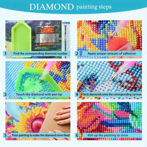 Step-by-step guide for 5D Diamond Painting Kit For Adults Heart Flower Design Easy To Use DIY Full Drill Gem Painting For Home Wall Decor