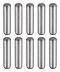 Quarter Inch Dowel Pins, 1 Inch Long, Heat Treated Alloy Steel For Extra Hardness, Bright Finish, Anti Rust, 10 Piece Set displayed