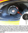 Locking Gas Cap With Key For Ford Edge Escape Expedition Explorer F150 Fiesta Flex Focus Fusion Taurus Direct Fit Easy Install Replacement To Stop Check Engine Light And Gas Smell Prevent Vapor Leaks 4584554AF 8U5Z9C268B AE8Z9034C shown in fuel tank