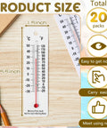 20 Pack Mercury Free Science Thermometers Dual Scale For Classroom Teaching Tools Boiling Point Safe Student Lab Supplies White Durable Easy To Read And Kid Friendly 1.5x5.5 in PVC