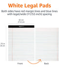 White Ruled Lined Writing Note Pads 12 Pack With 50 Perforated Sheets Each Letter Size White Paper And Sturdy Chipboard Backing Straight Top Shelf Stationery For Your Daily Desk Grind showing front and back views.