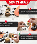 Step-by-step guide using Skateboard Bearing Lube 2 Pack for Smooth Bearings in skateboards, longboards, scooters, roller skates.