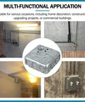 No Nonsense 4 Inch Square Metal Electrical Junction Box Two Gang Wire Housing With Ten Half And Six Three Quarter Knockouts used in various applications.
