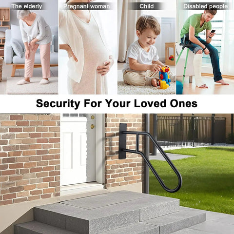 Heavy Duty U Shaped Wall Mount Stair Handrail For Indoor Outdoor Porch Steps Non Slip Safety Grab Bar with secure grip.