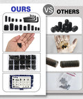 Comparison of Massive 1305 Piece Metric And SAE Set Screw Kit With Headless Internal Hex Drive to other kit, showing contents and quality