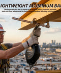 Smooth Aluminum Sliding Beam Anchor For I Beam Featuring 360 Rotating D Ring And Built Tough Nylon Rollers Delivers No Sweat Setup plus worker using anchor on beam