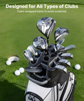 14 Way Full Length Divider Golf Cart Bag With Lock Top Organizer holding clubs on a golf course green.