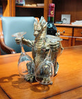 Steampunk Dragon Wine Bottle Holder With Two Glasses Metal Gothic Wine Rack For Home Bar Man Cave Decor Gift For Men 11 Point 6 Inch High