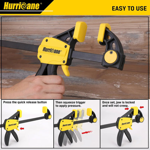 One Handed Bar Clamps Set, 6 Pack Quick Release With 6 Inch And 12 Inch Trigger Clamps For Woodworking, Easy One Hand Operation