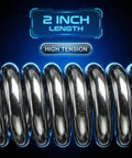 Close-up of 2 inch high-tension spring for Replacement 2 Inch Extension Springs For Furniture Mechanisms 10 Pack To Fix Recliner