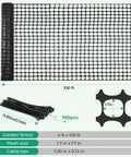 Plastic Garden Fence Netting Roll 4x100ft Reusable Temporary Fencing For Animals And Plants Mesh Barrier With 1.7x1.7in Openings