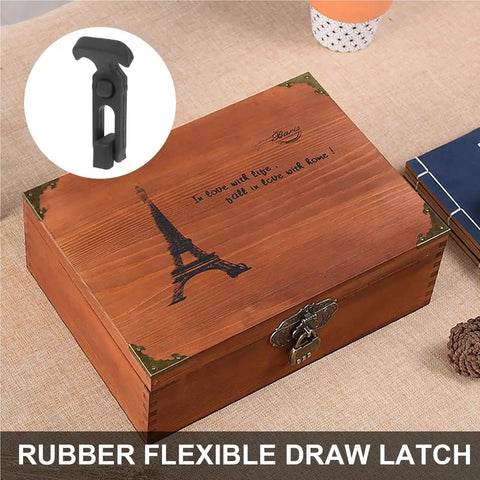 6 Pack T Handle Rubber Latches for Drawers Toolbox and Cooler Replacement Buckles with wooden box background