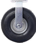 Heavy Duty 10 Inch Pneumatic Caster Wheels With Rigid Plate And Precision Ball Bearings Built Tough For No Sweat Hauling And Smooth Cruisin Performance top view of caster wheel with steel hub.