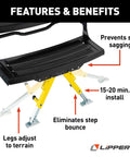 Solid Stance RV Step Stabilizer Kit for Fifth Wheels, Travel Trailers, and Motorhomes, showing adjustable legs for stability.