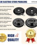 8 Piece Porcelain Drip Pans And Electric Stove Burner Replacement Set for solving electric stove problems, showing two burner elements.