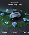 Neomow X2 Pro Auto Mapping Robot Lawn Mower with AI vision demonstrating 360-degree LiDAR and obstacle avoidance on grass