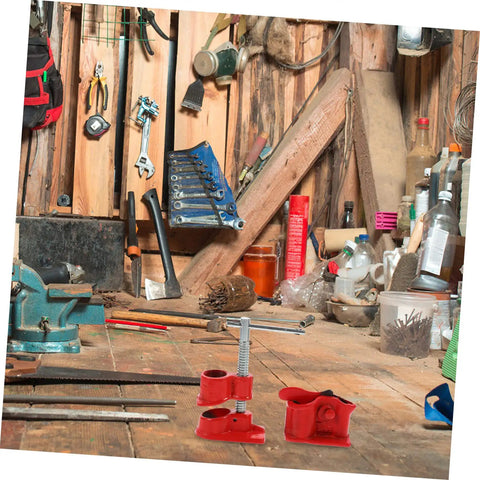 Built Tough Woodworking Pipe Clamp Set Half Inch Quick Release Cast Iron Clamps 2 Piece Kit in workshop