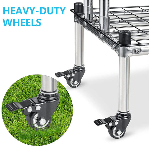 Stainless Steel Garden Tool Organizer Tower Rack With Wheels For Garage Shed And Yard Floor Standing Storage For Long Handle Tools And Small Tools Heavy Duty Steel