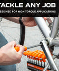 Person using 20 Piece T Handle Allen Wrench Set With Stand For SAE And Metric Hex Keys, Ergonomic Grips For Maximum Torque on bike