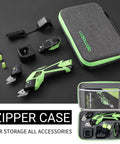 Cordless Electric Fabric Scissors Box Cutter With 4V Li Ion Power, shown with two rechargeable batteries, two blades, and case.