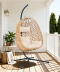 Hanging Egg Chair With Cushions And Stand For Patio Garden Or Balcony Chill Outdoor Swing Chair Cozy Rattan Lounge Seat