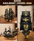 Seahorse Barque 3D Wooden Puzzle for Adults, Sailboat Model Kit With 603 Piece DIY Build, showcasing detailed design and sails