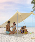 Family under 5 Person Beach Tent Sun Shelter With UPF50+ Protection, 8x7 Ft Portable Beach Canopy, Includes 2 Stability Poles And 4 Sandbags